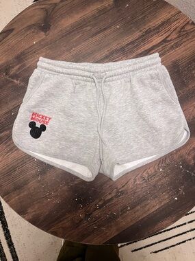 Disney Gray Mickey Mouse Embroidered Athletic Shorts